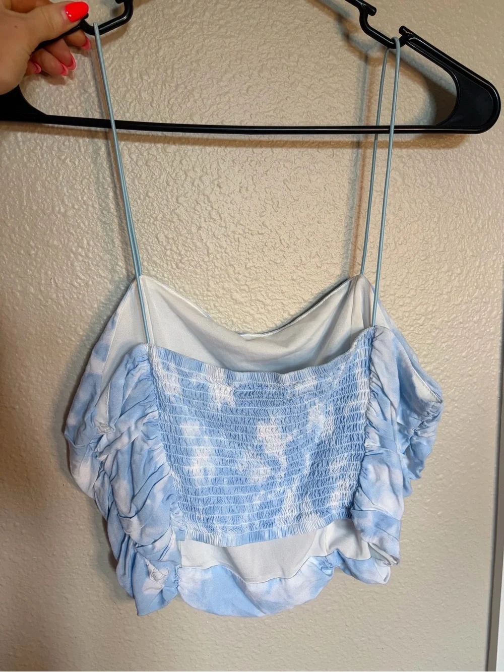 Kendall & Kylie Sky Blue Tie-Dye Ruched Cowl Camisole